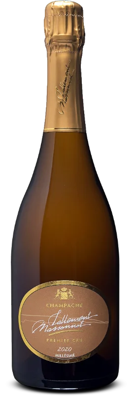 Champagnefles Lallement Massonnot Millésime 2020, goudkleurig etiket, 75 CL