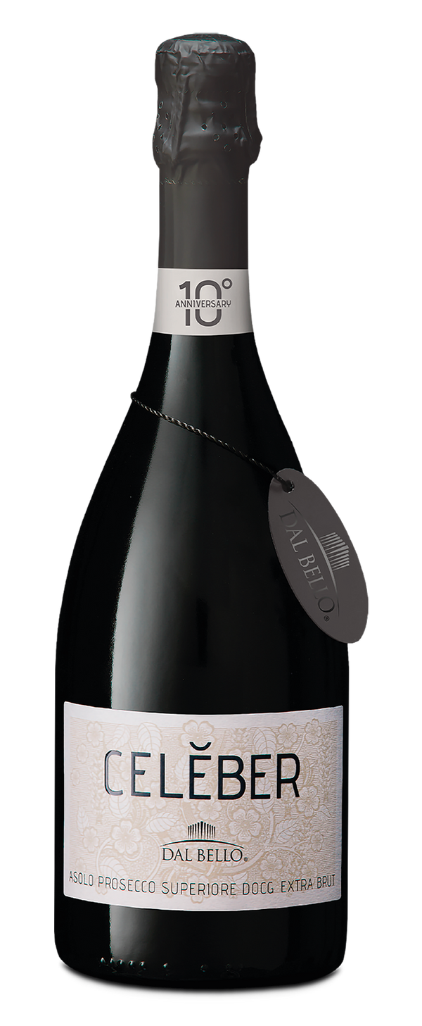 Fles Asolo Prosecco Celeber Superiore DOCG met wit etiket, extra brut, 75 CL